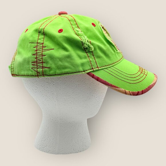 Silver Dollar City Green Distressed Baseball Cap Red Plaid Details Child Size - Picture 4 of 8